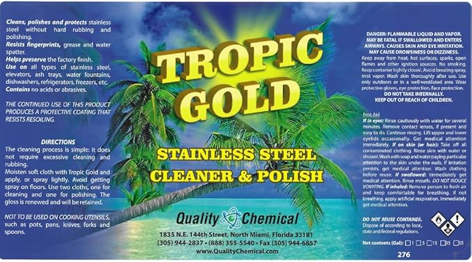 Quality Chemical Tropic Gold Stainless Steel Cleaner and Polish - Magic Cleaner and Polish for Stainless Steel, Perfect Sink Stainless Steel Cleaner - 640 oz (Pack of 1)