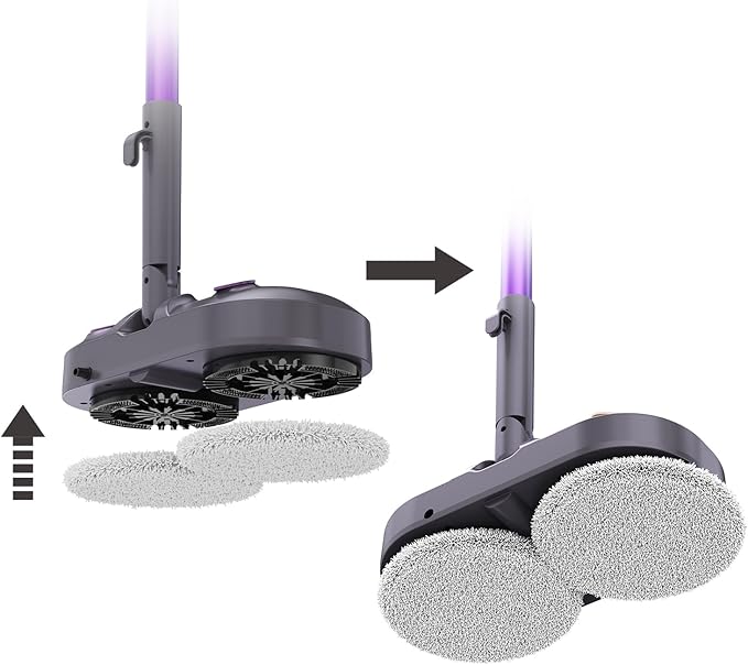 F6 Steam Mop Replacement Pads, 4-Pack Washable Dual Material Circular Mop Pads for F6 Electric Steam Mop