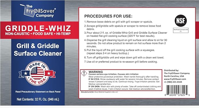 Griddle-Whiz Flat Top Grill Cleaning Kit - 4-Pack Griddle Cleaner w/ Scraper Tool & Pumice Stone for Tough Grease, Food Residue & Buildup on Griddles & Flat Top Grills - by FryOilSaver (32oz Bottles)