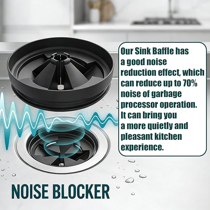 Garbage Disposal Splash Guard 3 1/8” Sink Baffle, Compatible with QCB-AM Replacement, Fits Evolution Series Models, Upgraded Removable Quiet Sink Guard, Garbage Disposal Accessories