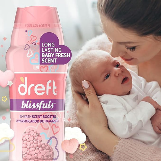 Dreft Laundry Bundle: Dreft Detergent Pacs, Lightly Scented, Lavender, HE Compatible, 45 Count + Dreft Blissfuls In-Wash Scent Booster Beads, Baby Fresh Scent, 24 oz