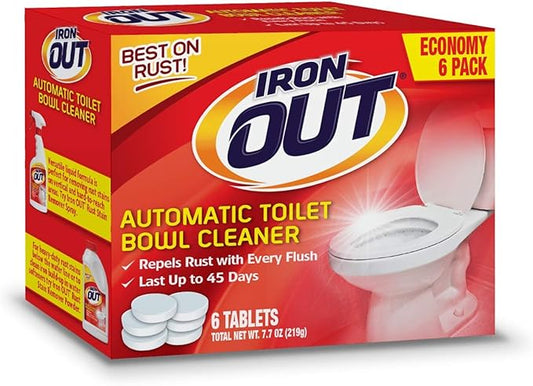 Iron Out Rust Stain Remover Automatic Toilet Bowl Cleaner Tablets, Powerful Gel Spray and Powder