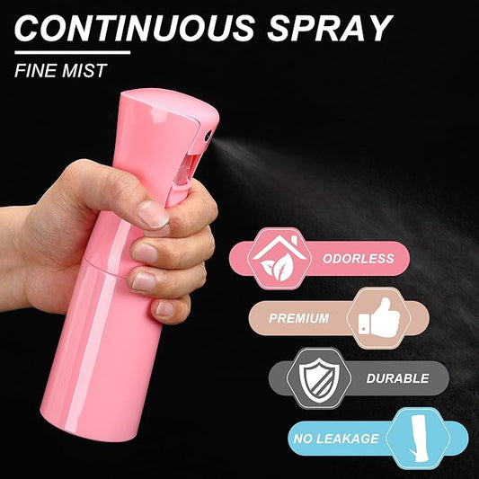 (Pink Hair Mister Spray Bottle,Spray Water Bottle Fine Mist Refillable Plants(6.8OZ /200ML) Barber,Showering Pets, Plants, travel, Ironing and Cleaning (Continuous Spray)