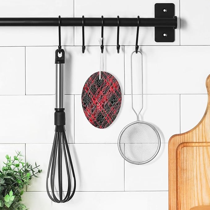 Buffalo Plaid Kitchen Scrub Sponges, Pop-up Kitchen Cleaning Sponges Reusable Dish Washing Sponges for Bathroom Household Cleaning 3 Pack - Non Scratch Scrubber