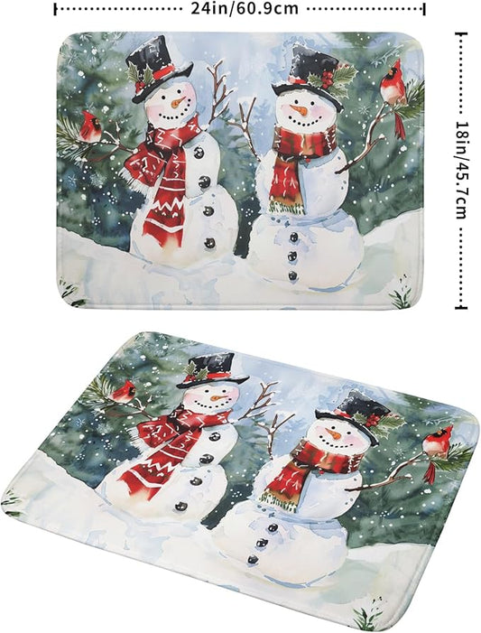 Winter Dish Drying Mat 18 x 24 Inch Xmas Snowman Pattern Dish Drying Pad Absorbent Microfiber Mats for Christmas Dish Rack Pad for Kitchen Counter Coffee Bar Decor