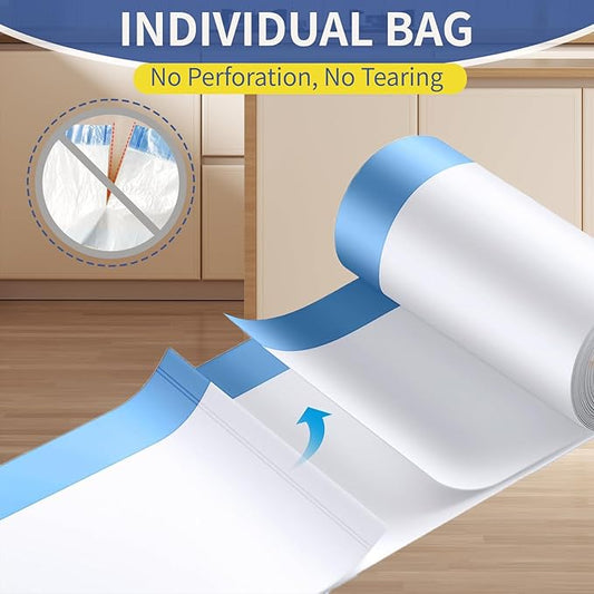 13 Gallon Trash Bags Drawstring 120 Count, 1.7 Mil Thick White Garbage Bags, Easy-Dispense Roll for Kitchen & Household Use, Resists Tears, Leaks and Punctures