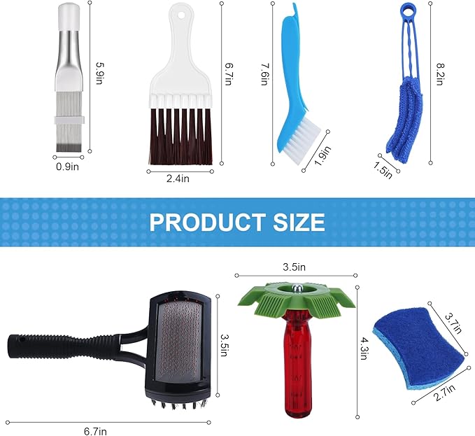 Aufind 7 PCS Different Air Conditioner Fin Cleaner kit, Brush Condenser Ac Coil Cleaner Air Refrigerator Fin Cleaner Evaporator Radiator Repair Clean Tool