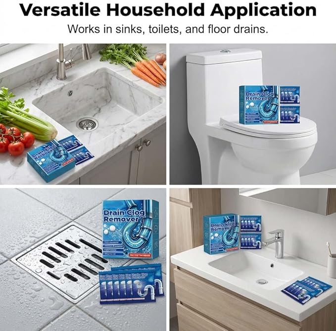 Strong Drain Effervescent Tablet for Kitchen & Bathroom Pipes, Toilet Tank Cleaner Tablets, Pipeline Dredging Agent Powder Drain Cleaner, Sink Drains Cleaners for Sewer (24 Pcs)