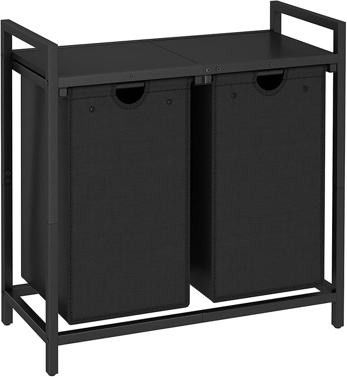 LAATOOREE Laundry Hamper, Two-Color 2 × 48L Laundry Basket with 2 Removable Laundry Sorter Bags and Top Shelf, Clothes Hamper for Laundry Room, Bathroom