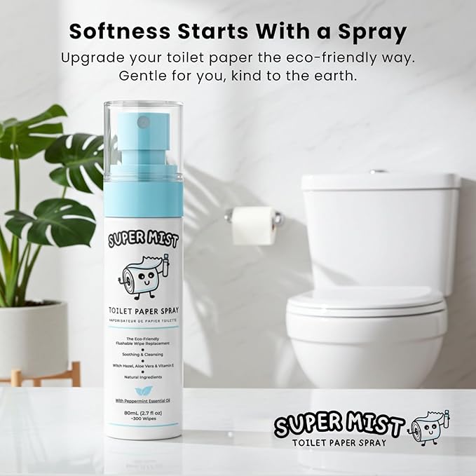 Toilet Paper Spray Refill Size (16.9 fl oz) Upgrade Your Toilet Paper into a Gentle, Cleansing Wipe | A Better Toilet Paper Experience | Replaces Over 6 Regular Bottles | Soothing Formula