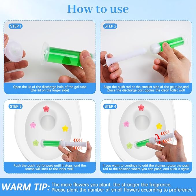 9 Pcs Toilet Gels 117 Count 9 Kinds of Scent Toilet Cleaner Bowl Gel Stamp Kit Toilets Stain Removal Cleaner Flower Stamps Air Freshener for Bathtubs Bathroom (9)