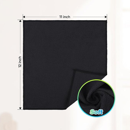HOMEXCEL Black Microfiber Cleaning Cloth, 24 Pack Absorbent Cleaning Rags, Lint-Free, Streak-Free Cleaning Towels for Car Kitchen House, 12"X11"