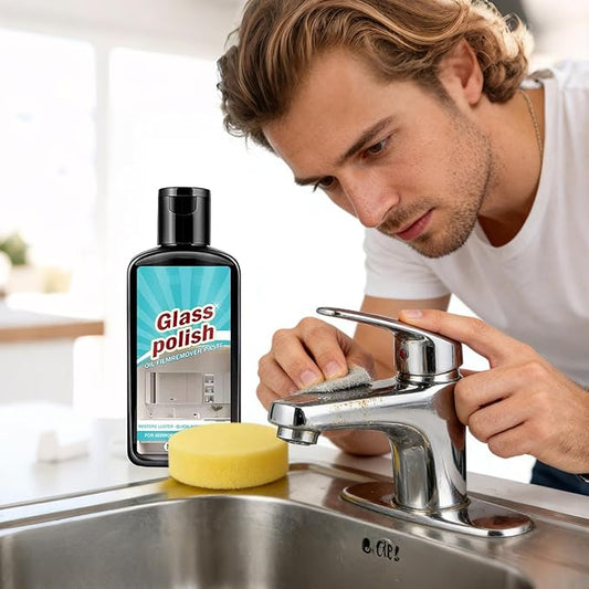 Shower Glass Cleaner - 120ml Bathroom Spray, Deep Cleaning Stain Remover for Window Mirror Faucet, Polishing Compound for Ceramic Stainless Steel Patio, Household Shine