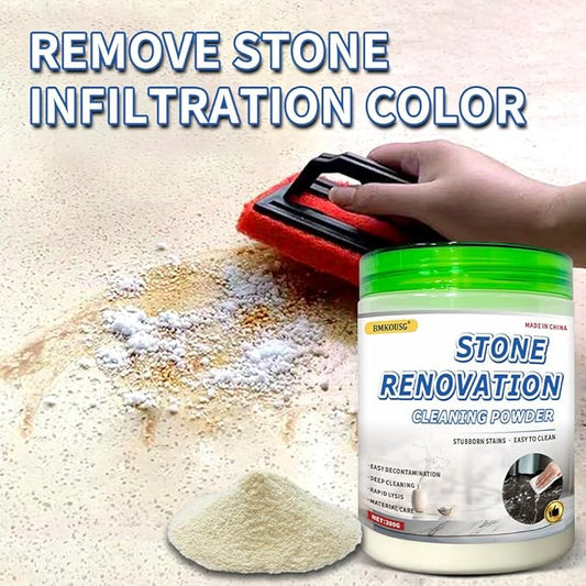 200g Stone Cleaner Granite Cleaner Marble Polish Travertine Countertop Cleaning Polishing Powder Marble Stain Remover Powder Tile Floor Care Waterless Polishing (Comes with Sponge Wiper & Glove)