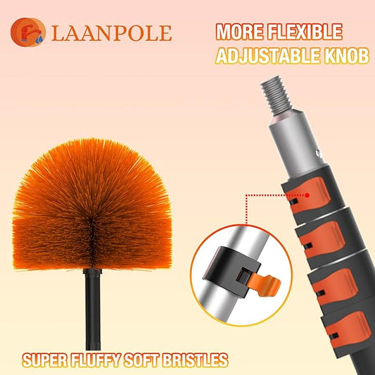 LAANPOLE 30FT Cobweb Duster with Extension Pole, Spider Web Brush for Cleaning Extendable, Professional Ceiling and Corner Dusters for Outdoor Indoor Use