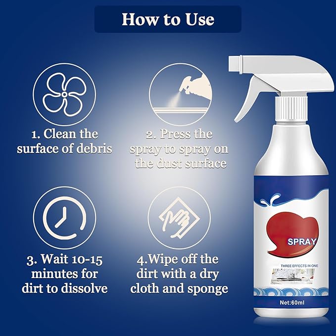 Jue Fish Quick-Acting Foaming Stain Remover Spray Cleaner Foam, All Purpose Household Cleaner Spray,Suitable for Walls,Tiles, Floors, Sinks, Bathtubs and Toilets(2 Pcs)