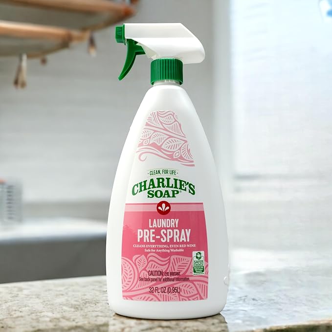 Charlie's Soap Laundry Pre-Spray Stain Remover (32 fl oz), Natural Laundry Pretreat and Stain Remover (Pack of 1)
