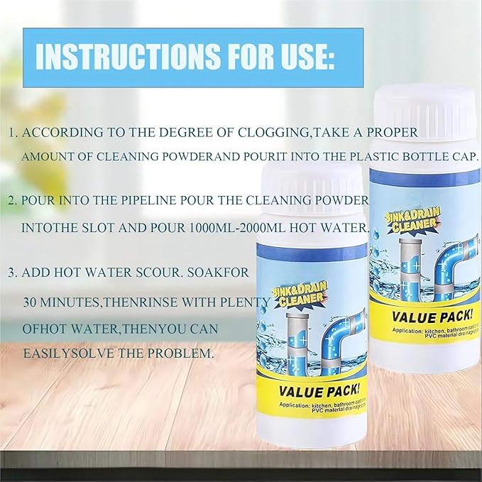 2pc Wild Tornado Pipe Dredge,Powerful Sink Cleaner ,Sink and Drain Cleaner Powder-The Pipe Dredge Quick Unclog For Kitchen Toilet