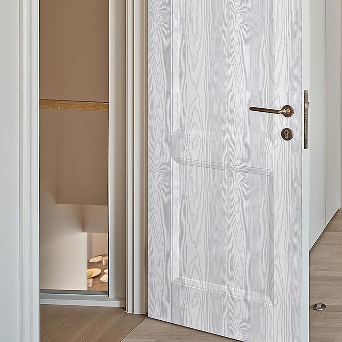 Yun-aeon White and Silver Wood Contact Paper 17.3"x120" Rustic Wooden Peel and Stick Wallpaper Removable Self-Adhesive Wallpaper Wood Grain Contact Paper for Countertops Cabinets