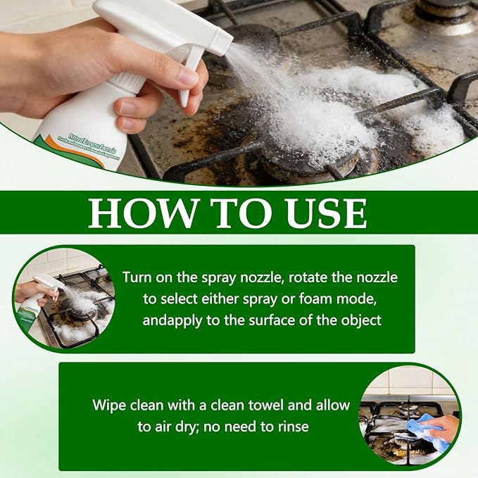 Kitchen Cleaner Remover Spray,Kitchen Multi-Purpose Foam Cleaner Spray,Kitchens Oil Stains Cleaner,Oil Stains Clean Up Kitchens,Clean Up Kitchen Oils Stains,Cleans Up Kitchen-Oils Stains Spray (318ml)