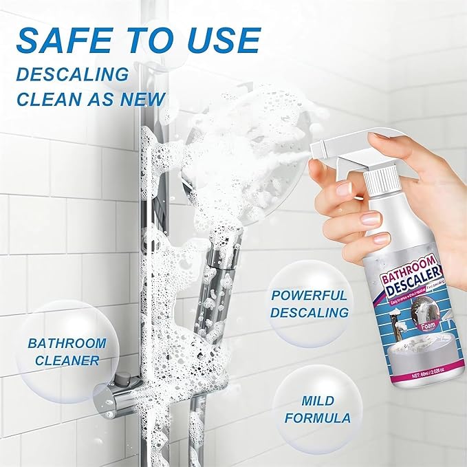 Bathroom Descaler Foam Cleaner Spray, Descaler Stubborn Stains Cleaner Foam Bathroom Toilet, 2024 New Foaming Bathroom Shower Bleach Cleaner Spray Foam Glass Cleaner for Kitchen Cleaning (3)