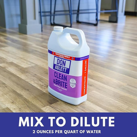 Don Aslett Clean & Brite Concentrate (1 Gallon) Floor Cleaner | Enhance Natural Shine of Hard Flooring | Safe Polish Restorer of Tile, Vinyl, Linoleum, Wood | Prevents Dulling and Damage of Surface