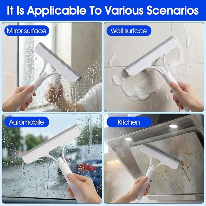 cobee 3 in 1 Squeegee for Shower Glass, 3 in 1 Window Cleaning Scraper Window Squeegee with Sprayer Windows SqueegeeCleaner All-Purpose Windows Cleaner Tool for Bathroom Kitchen Car Mirrors Glass