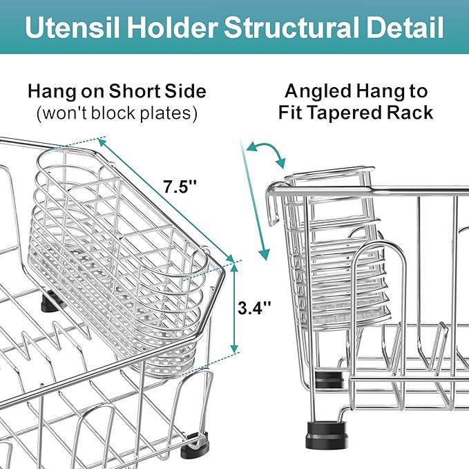 GSlife Small in Sink Dish Drying Rack - Stainless Steel Compact Dish Drainer for RV Kitchen Apartment Sink, Rust Resistant Inside Sink Rack, 1–2 Person Households, 11.6" W x 13.4" L