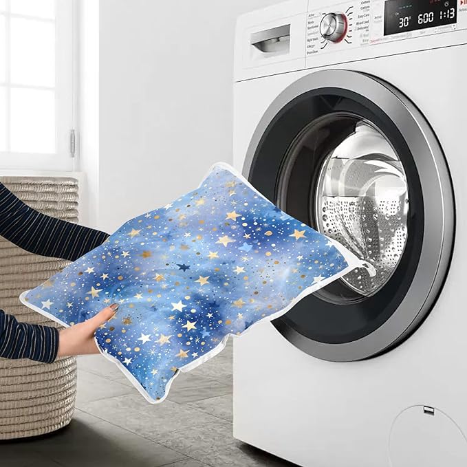 Mesh Laundry Bags Lingerie Bags for Washing Delicates 2 PCS Durable Wash Bag with Zipper Small and Medium Washable Blue Romantic Golden Stars