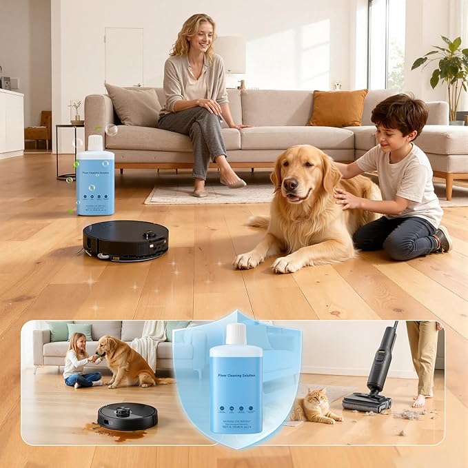 Floor Cleaning Solution Compatible with Roborock Robot Vacuums & Wet Dry Vacuums, Deep Cleaning Formula for Hardwood, Tile & Laminate Floors, Gentle and Powerful, 1L (33.8 fl oz)