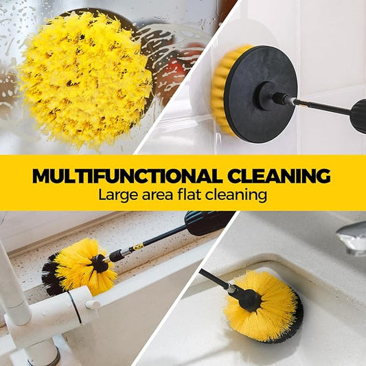 Holikme 6Pack Drill Brush Power Scrubber Cleaning Brush Extended Long Attachment Set All Purpose Drill Scrub Brushes Kit for Grout, Floor, Tub, Shower, Tile, Bathroom,Scrub Brush Green