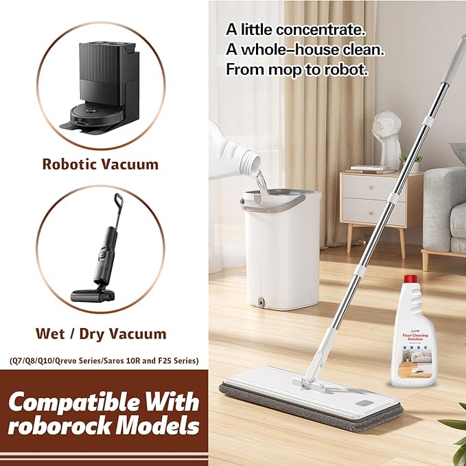 Snowlily 5 Pack Floor Cleaner Solution for Hardwood & Tile Floors, All Robot Vacuum Mops & Wet Dry Vacuum Cleaners, 1:100 Dilution Ratio