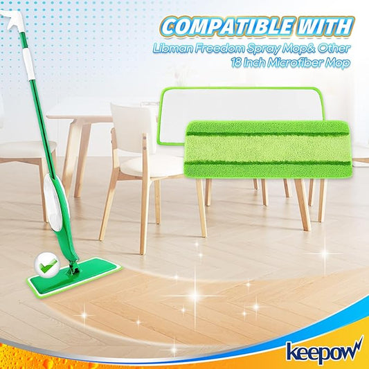 4 Pack Spray Mop Pads Refills Compatible with Libman Freedom Spray Mop, Reusable Microfiber Spray Mop Head Replacement, 16 in Spray Mops for Floor Cleaning (ONLY Pads)