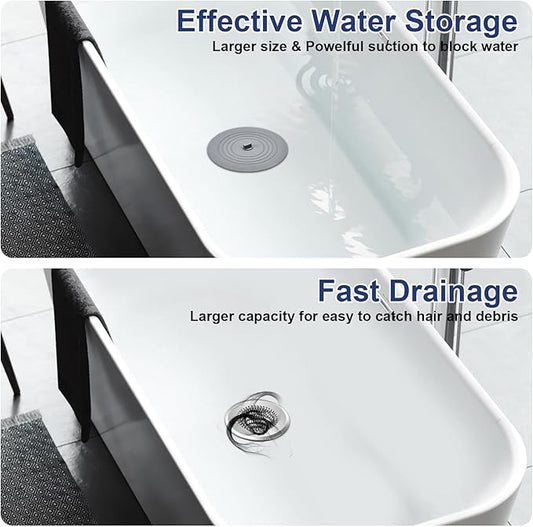 TRAPMATE Tub Stopper, Reversible Bathtub Drain Hair Catcher & Stopper, Ultra Revolutionary Bath Tub Drain Protector, Stainless Steel Hair Catcher & Silicone Stopper, 4.4" Drain Cover for Shower, Bath