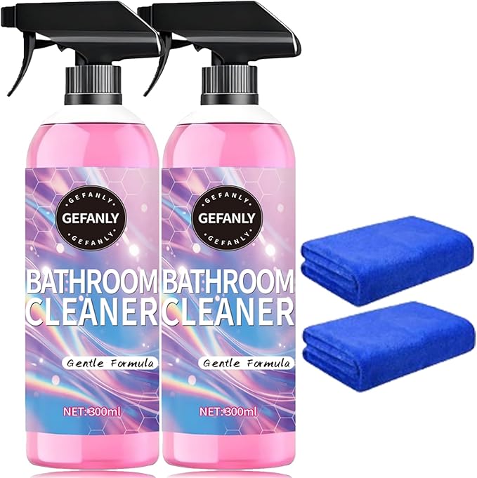 Quatrel Gefanly Bathroom Cleaner, Gefanly Powerful Pink Bathroom Cleaner Spray, All Purpose Bathrooms Descaler Foam Cleaners, Gentle Formula, for Tub Floor Tile,Showers,Bathtubs, Glass Surfaces