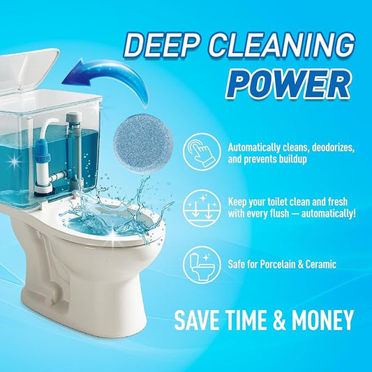 Toilet Bowl Cleaner Tablets 40 Pack, Long-Lasting Drop-in Tank Tablets with Sustained-Release Technology, Fight Tough Stains & Odors, Household & Commercial Use, Compatible with Most Toilets-CleanA