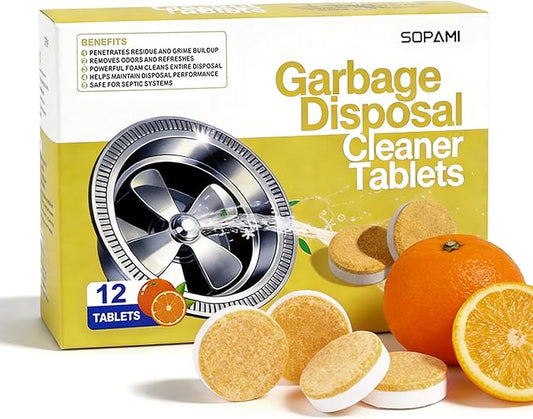 SOPAMI Garbage Disposal Cleaner Tablets 24-Pack - Sink Cleaner and Deodorizer, Disposal Cleaner and Deodorizer, Garbage Disposal Cleaner and Deodorizer Tablets