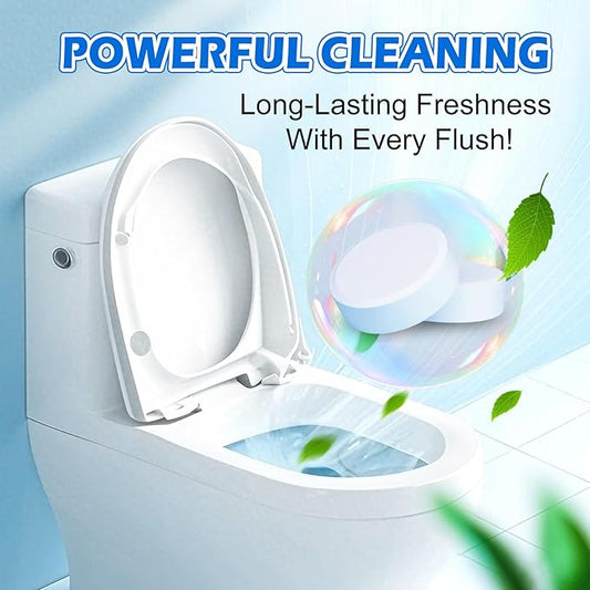 Automatic Toilet Cleaner Tablets–Powerful Bleach Action, Destroys Limescale & Eliminates Odors, Septic-Safe, Continuous Cleaning, Drop-In Tank , Simple and effective to use Works with Toilets-50 pack.