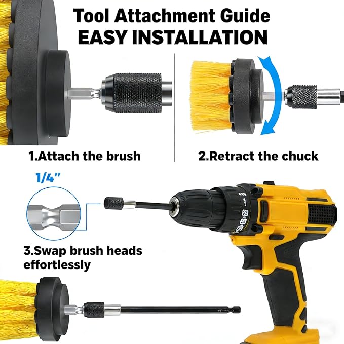 18Pack Drill Brush Power Scrubber Cleaning Brush Extended Long Attachment Set All Purpose Drill Scrub Brushes Kit for Bathroom, Car Detailing, Carpet, Tile Grout, Sinks, Corners