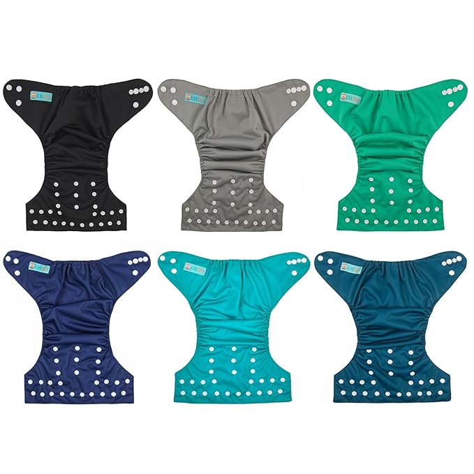 ALVABABY Baby Cloth Diaper 6 Pack with 12 Inserts One Size Cloth Diaper Covers Adjustable Washable Reusable for Baby Girls and Boys