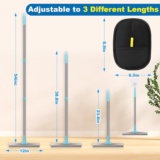 AIERSA Multifunctional Carpet Rake for Pet Hair Removal Tool 2 in 1 Metal and TPU Matted Carpet Scraper 54" Dog Hair Broom with Electrostatic Remover Glove for Couch Furniture Car