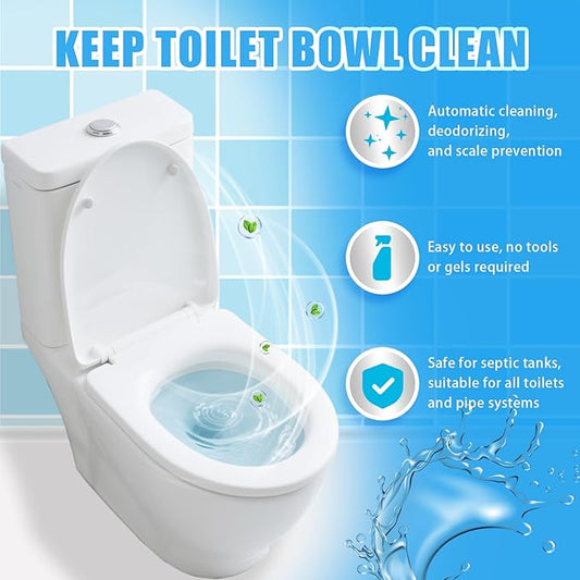 Automatic Toilet Cleaner, Blue High-Concentration Liquid for Powerful Toilet Bowl Cleaning, Lasts 200 Days or Over 4000 Uses, Deodorizes and Prevents Stains in Bathroom Toilets (2Bottle)