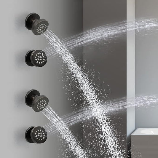 HOMEDEC 2inch Round Shower Body Spray Jets, Brass Showerhead Shower Jets Massage Spa Body Sprays Shower Nozzle Wall Mount, 4PCS, Oil Rubbed Bronze