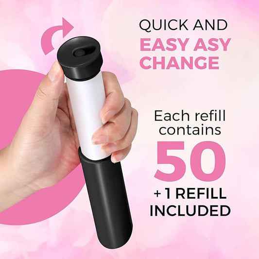 Portable Lint Roller with 100 Sticky Sheets, Mini Pet Hair Remover, Lint Roller for Cats, Dogs, Kids - Travel Roller for Clothes Backpack School - Small Retractable Fits in Pocket (Black)