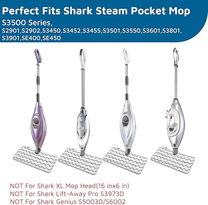 Steam Mop Replacement Pads for Shark S3501 S3972BRN S3601 S3901 S3550 S3801 SE450 Microfiber Washable Double-Sided Pads for Hardwood Tile Floor,Compatible with Shark Steam Pocket Mop,6-Pack
