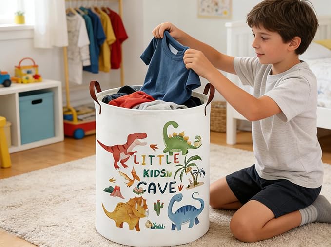 Kids Laundry Basket Animal Hamper for Nursery Dinosaur Hamper Cute Kids Storage Bin Organizer Room Decor for Home(Dinosaur)