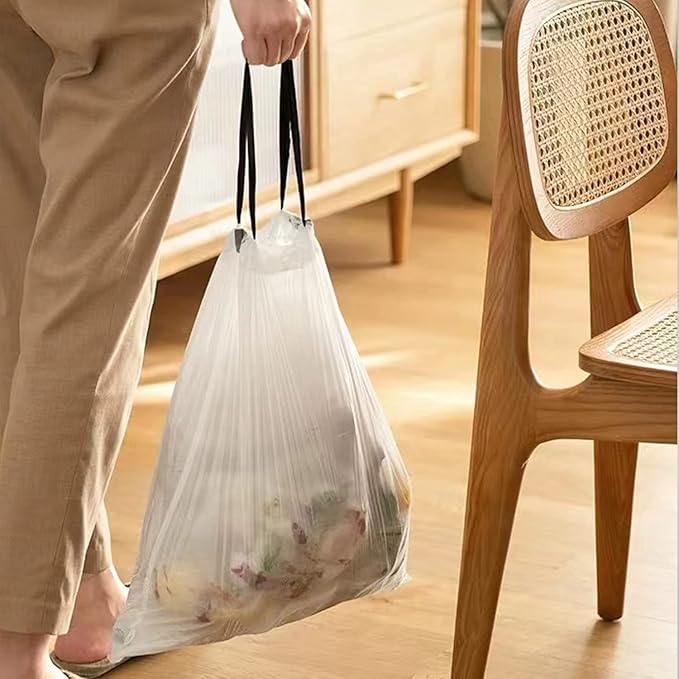 Small Trash Bags 4 Gallon - Drawstring 4 Gallon Trash Bag, Individual Unscented Small Garbage Bags, White 4 Gal Trash Can Liners Bathroom Trash Bags, 57 Count