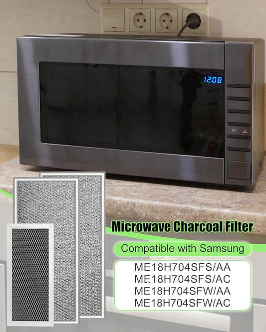 3 Pcs Microwave Charcoal and Grease Filter Fit for Samsung ME18H704SFS/AA ME18H704SFS/AC ME18H704SFW/AA ME18H704SFW/AC