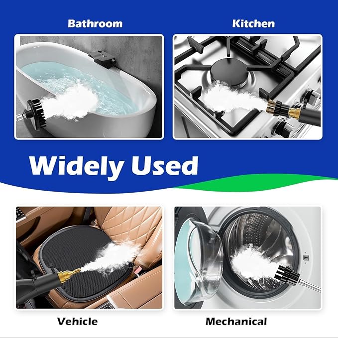 Steam Cleaner,2500W High Temperature High Pressure Steam Cleaner with 3 Brush Heads, Portable Steam Cleaners with 1.5L Tank For Car Detailing Kitchen Bathroom Floors(White)