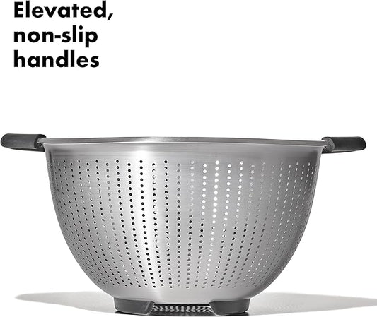 OXO Good Grips Stainless Steel Colander,5 qt. Capacity,Strainer with Non-Slip Handles,Kitchen Colander for Pasta and Vegetables,Nesting Stainless Steel Strainer and Sieve,(Pack of 12)